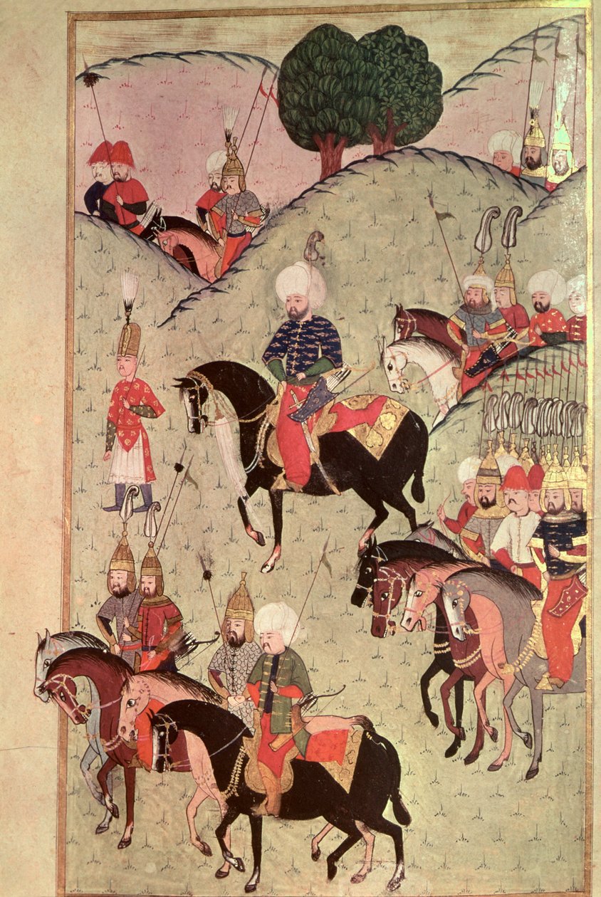 TSM H.1339 II. Szelim szultán (1524-74) Kotahia és Belgrád között lovagol, hogy újra csatlakozzon a császári hadsereghez, 1584-89 alkotó: Turkish School