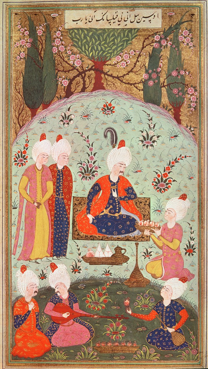 TSM H.804 & H.806 A koronaherceg a győzelmet ünnepli étkezéssel a kertben, 1534 alkotó: Turkish School