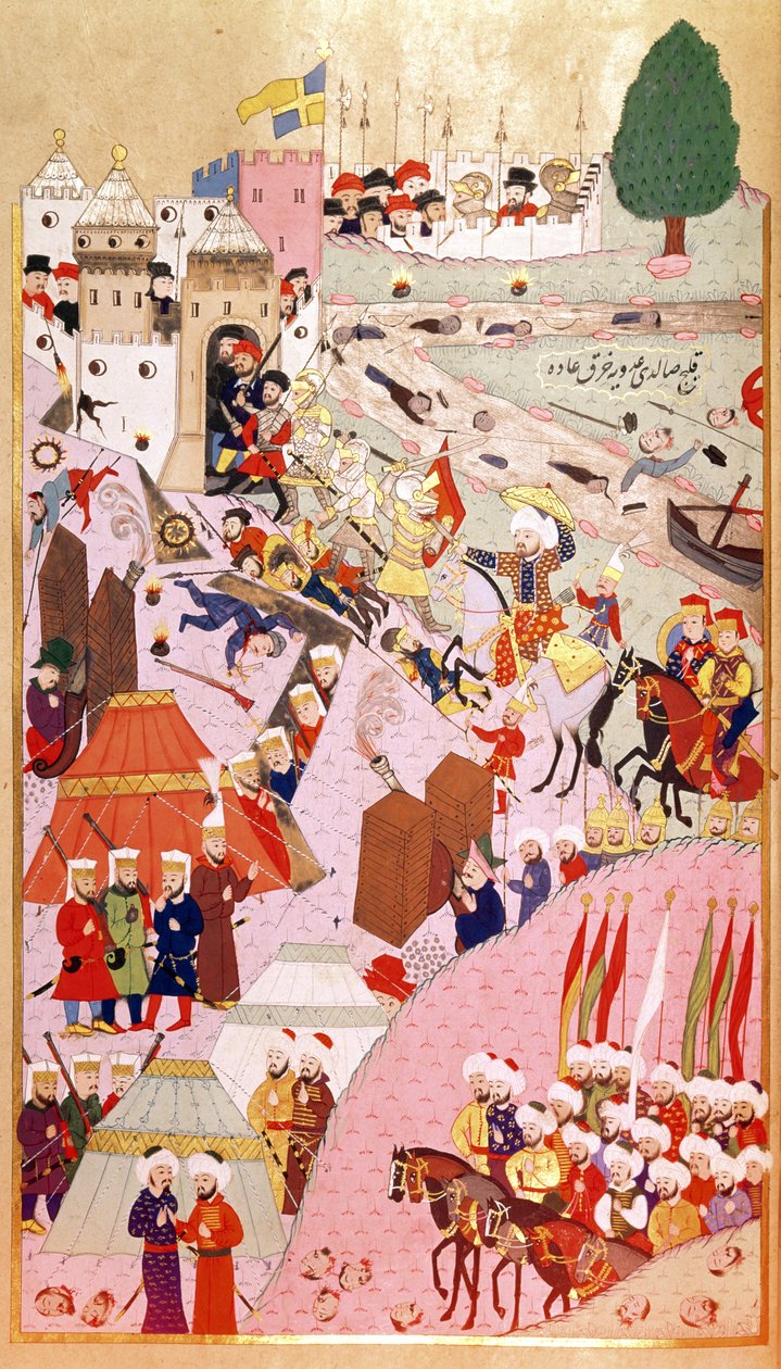 II. Mehmet szultán támadása Belgrád ellen „A hódító” (1432-1481), a „Hunernama”-ból (Mss Hazine. 1524) alkotó: Turkish School