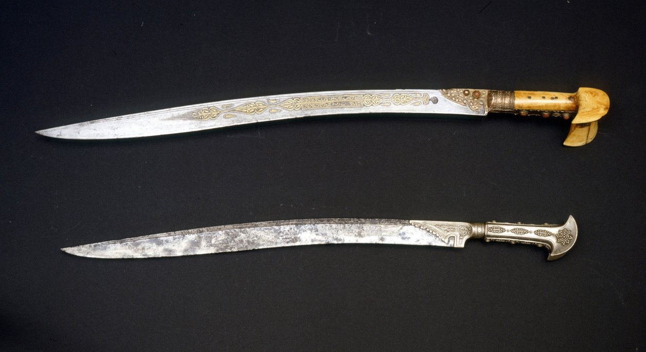 A Yatagan, török kard, amely a szuronyoknak adta formáját. 19. század. alkotó: Turkish School