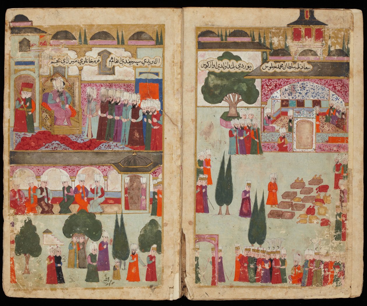 III. Mehmed koronázása a Topkapi palotában 1595-ben III. Mehmed Hung-i hadjáratának kéziratából alkotó: Turkish master