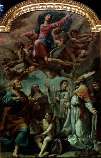 Madonna dicsőségben a szentekkel alkotó: Ubaldo Gandolfi