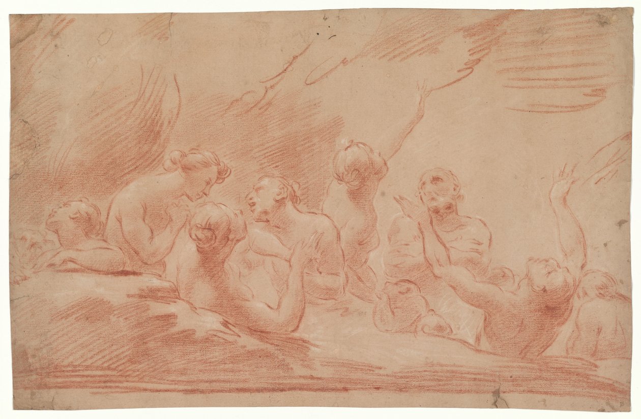Seelen im Fegefeuer, Studie für Der selige Johannes Burali bittet die selige Jungfrau, für die Seelen im Fegefeuer zu intervenieren, San Bartolomeo, Bologna alkotó: Ubaldo Gandolfi