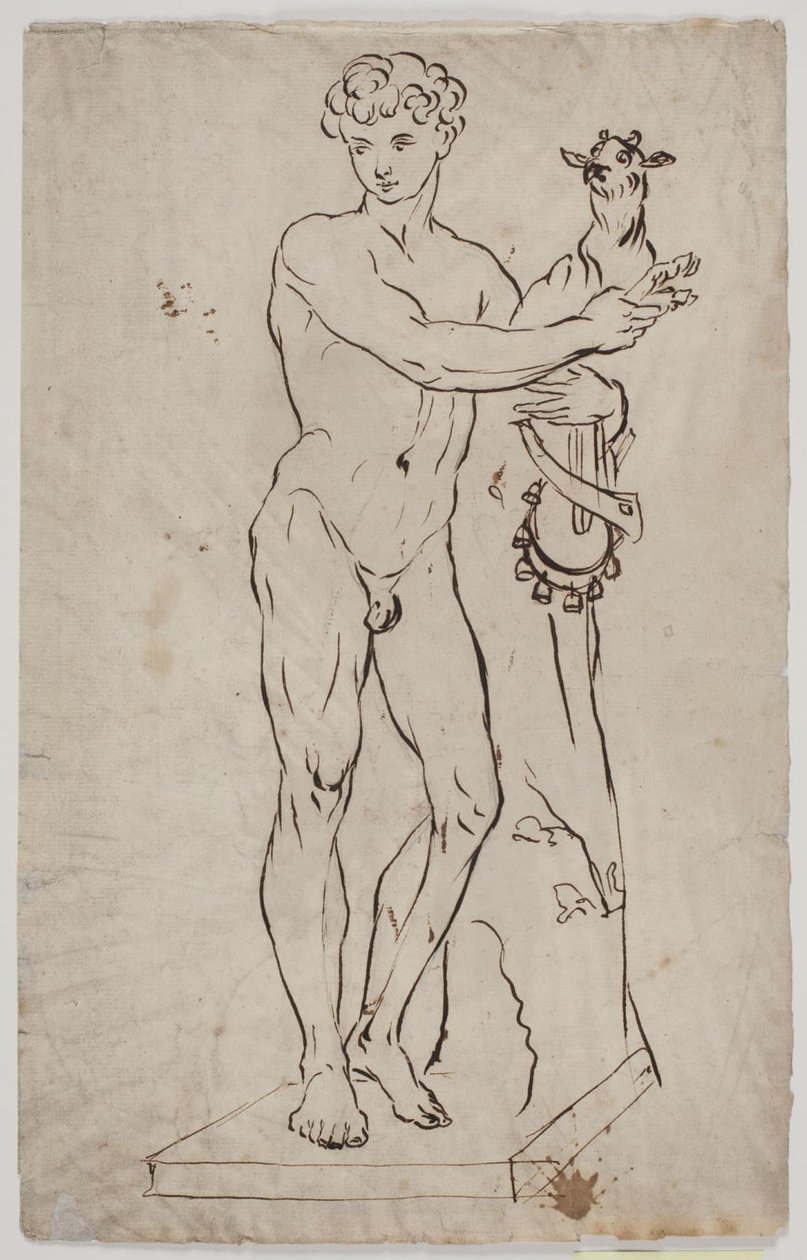Másolat Saly „Fiatal Faun, aki kecskegidát tart” (1750) szobra után. Példány után négyzet alakú alapon alkotó: Ubekendt KKS21008