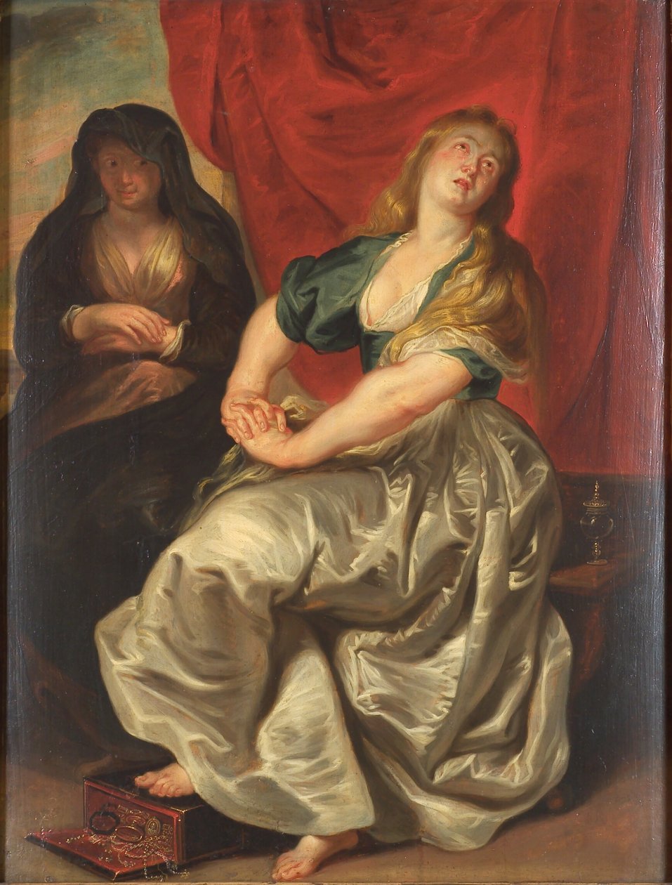 The Repentant Magdalene   1232678   hu       hungarian Successfully Translated  Original: Tapestry: birds, peach-tree, rocks, and flowers on a blue ground Translat: Tapestry: birds, peach-tree, rocks, and flowers on a blue ground 1243084 hu hungarian Succe alkotó: Ubekendt efter Peter Paul Rubens