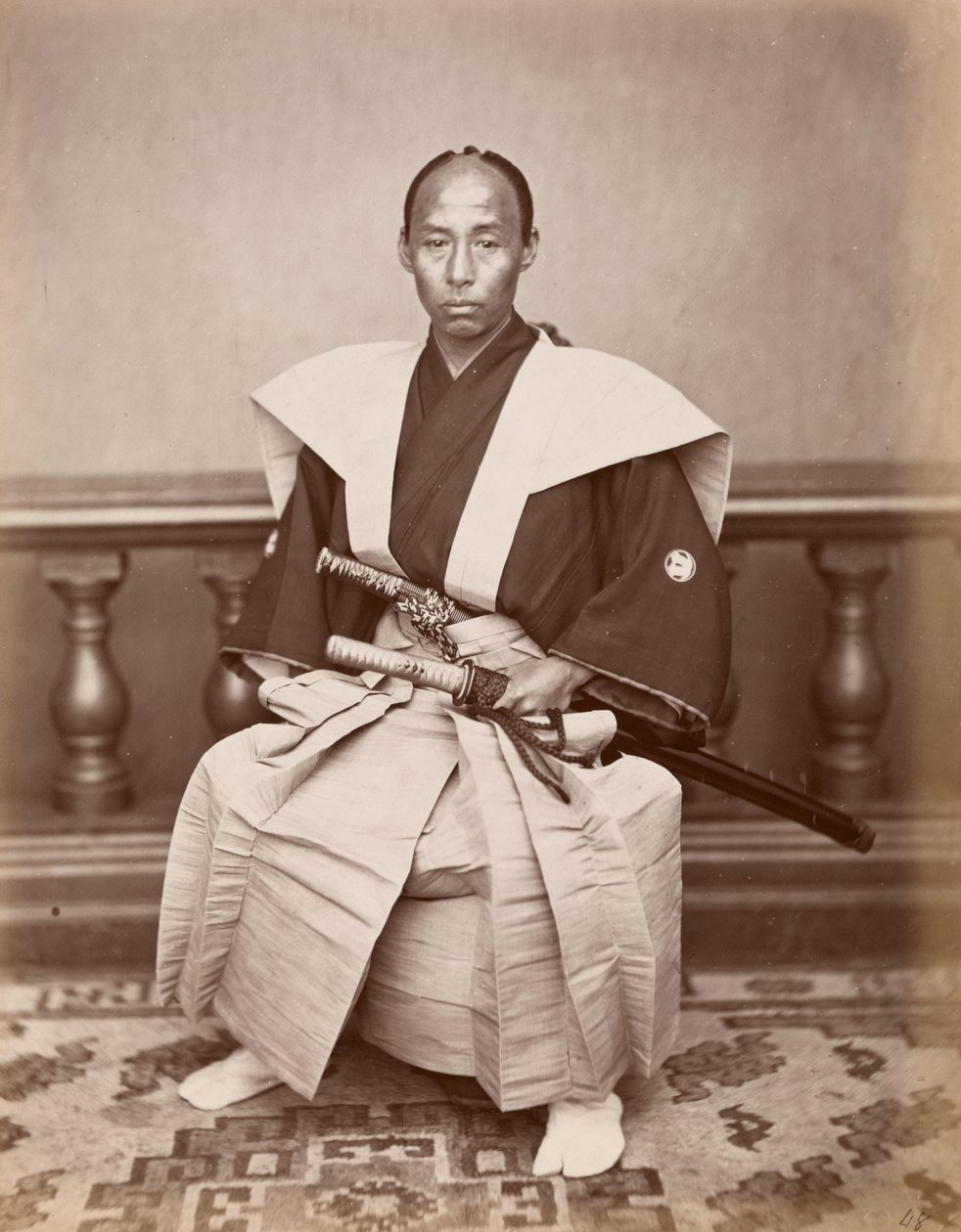Szamuráj (Harada Kiichi), Nagaszaki, Japán, 1870 körül (albumin nyomat) alkotó: Ueno Hikoma