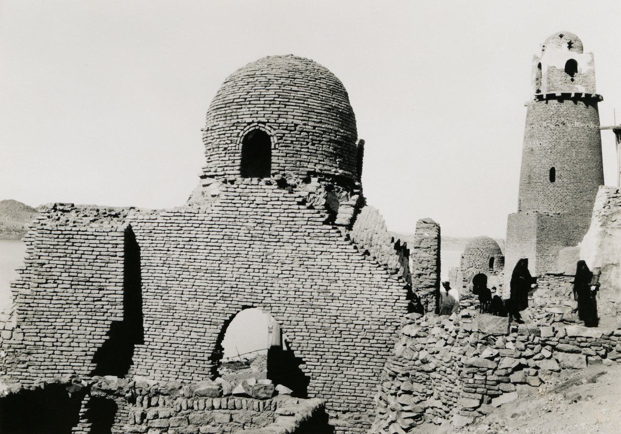 Az al-Mashhad al-Bahari minaretje és a mecset romjai, Asszuán közelében, Egyiptom, Ugo Monneret de Villard felvétele. alkotó: Ugo Monneret de Villard