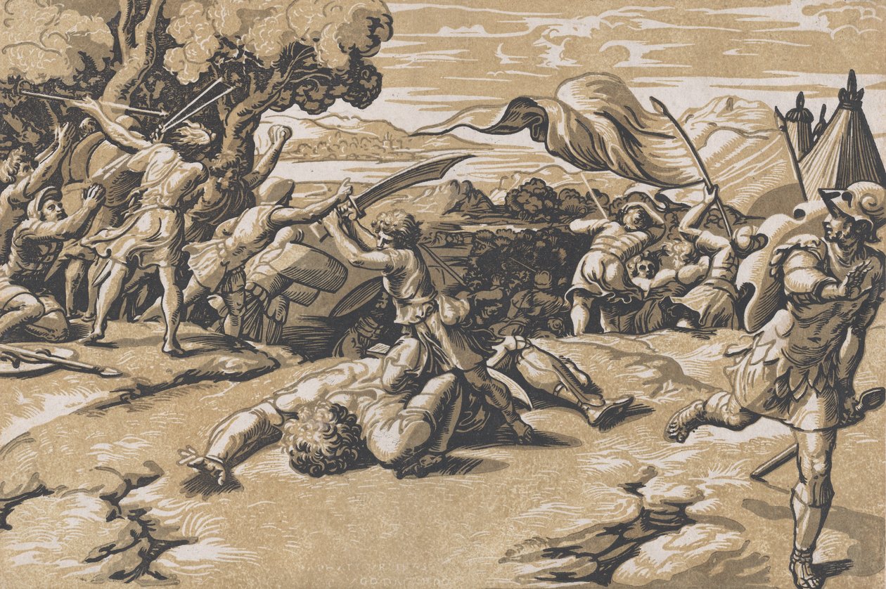 Dávid és Góliát, kb. 1520-27. alkotó: Ugo da Carpi