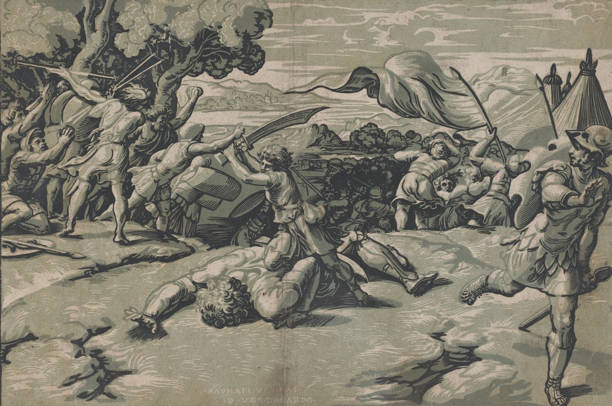 Dávid és Góliát, kb. 1520-27. alkotó: Ugo da Carpi