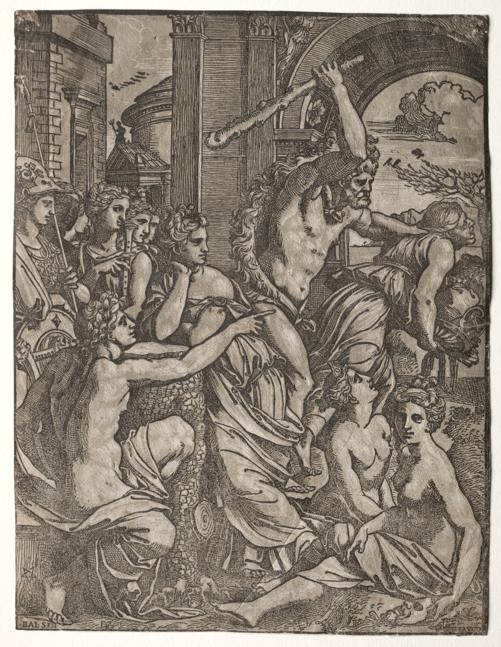Irigységet hajt Herkules a múzsák templomából, 1522-24. alkotó: Ugo da Carpi
