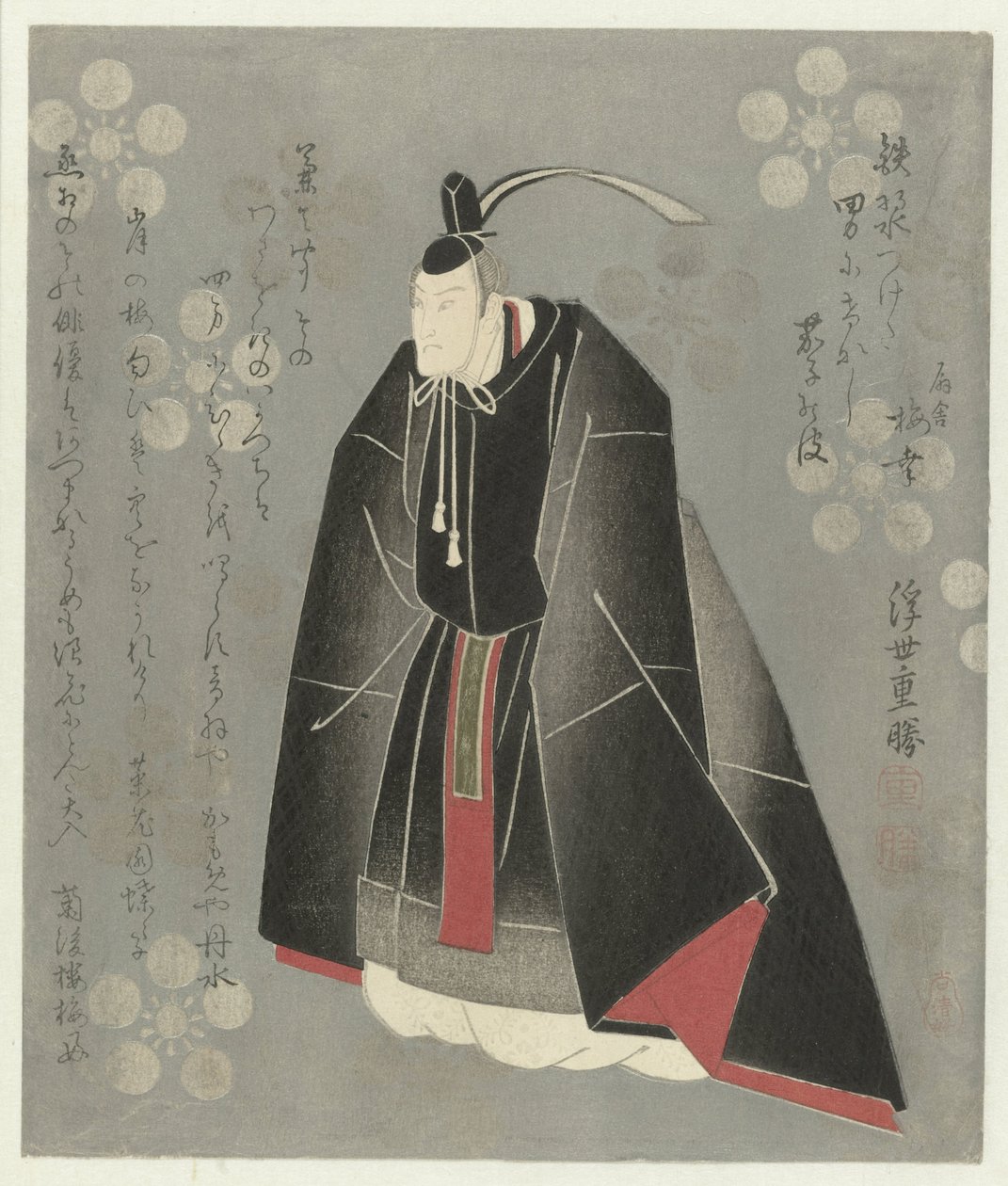 Onoe Kikugorô II in de rol van Sugawara no Michizane alkotó: Ukiyo Shigekatsu