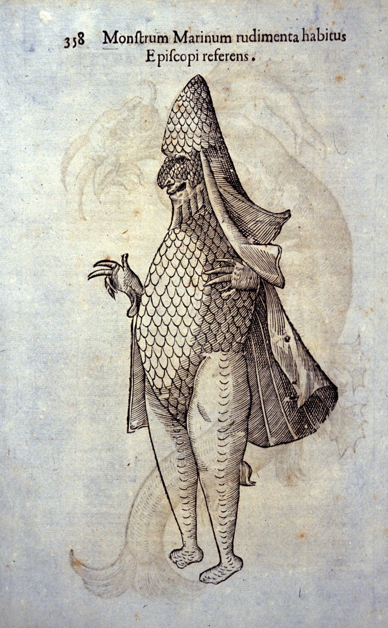 Ulisse Aldrovandi (1522-1605) tengeri eveque, képzeletbeli hal és tengeri szörny, „Szörnyek története”, Bologna 1642 alkotó: Ulisse Aldrovandi