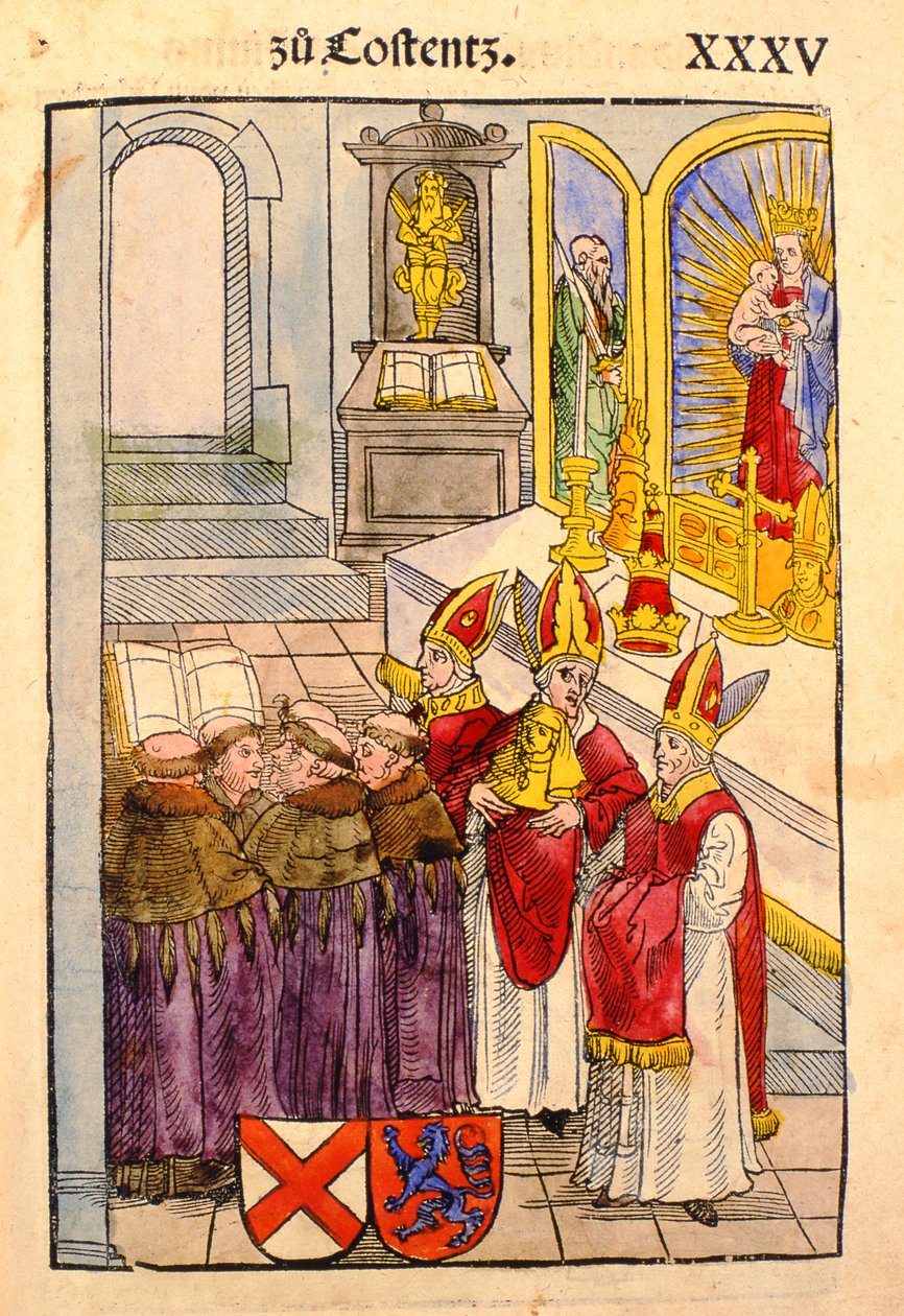 Jelenet a Konstanzi zsinatból, a Chronik des Konzils von Konstanzból alkotó: Ulrich von Richental