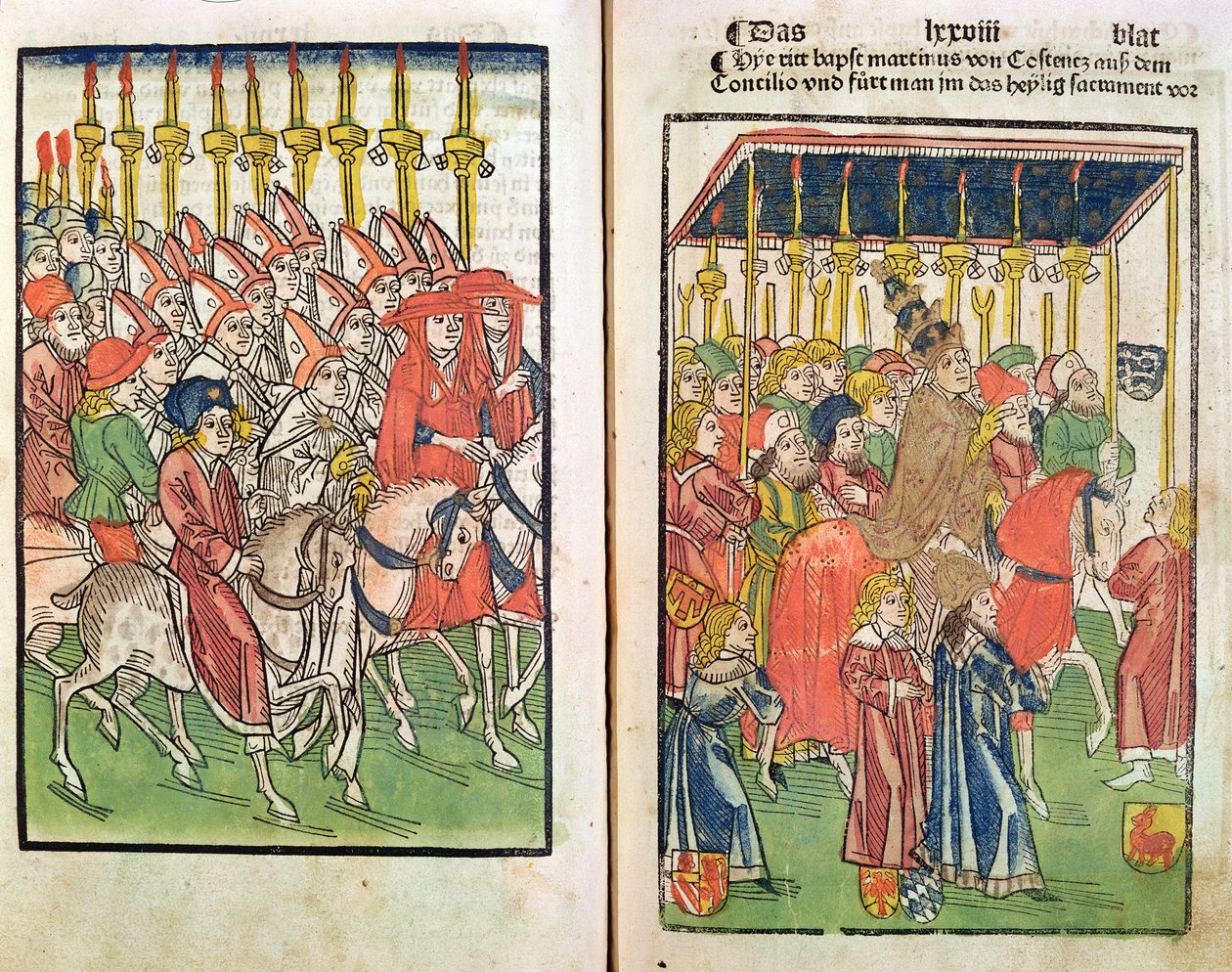 XXIII. János ellenpápa (kb. 1370-1419) érkezése a konstanzi zsinatra 1414-ben, 1483-ban (színes fametszet) alkotó: Ulrich von Richental