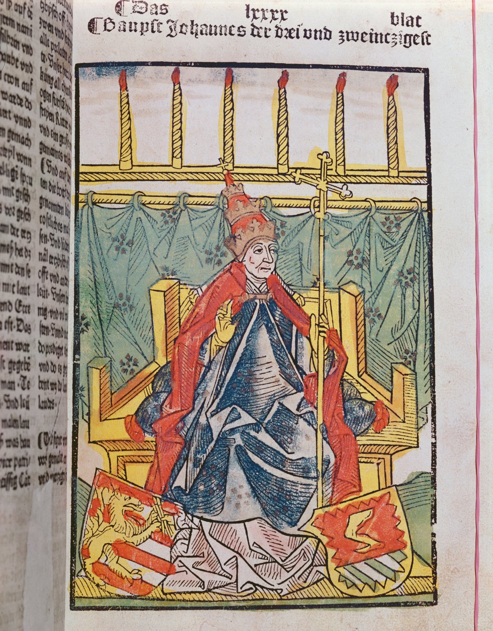 XXIII. János antipápa (kb. 1370-1419) a konstanzi zsinaton (1414-18), 1483 (színes fametszet) alkotó: Ulrich von Richental