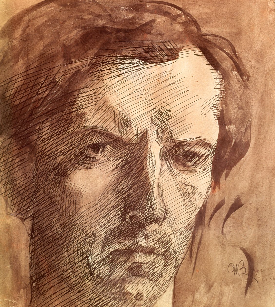 Önarckép, 1909 (tinta és wc) alkotó: Umberto Boccioni
