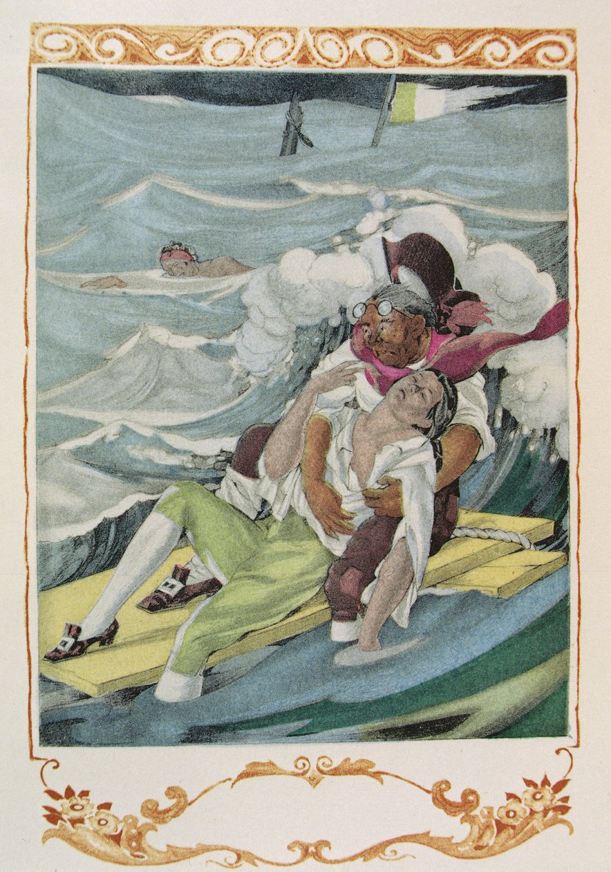 Illusztráció Voltaire „Candide” című művéből, Gibert Jeune kiadásában alkotó: Umberto (after) Brunelleschi