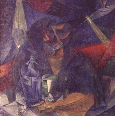 Egy nő alakjának összetétele egy asztalnál alkotó: Umberto Boccioni