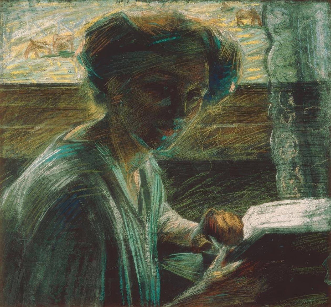 A művész nővére olvasás közben alkotó: Umberto Boccioni