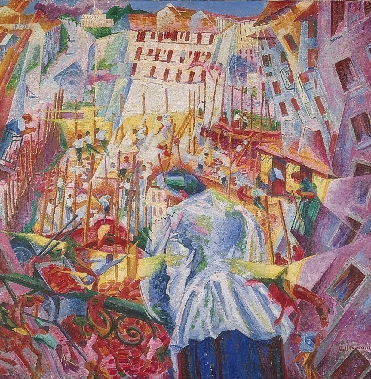 Az utca behatol a házba (La strada entra nella casa). 1911 alkotó: Umberto Boccioni
