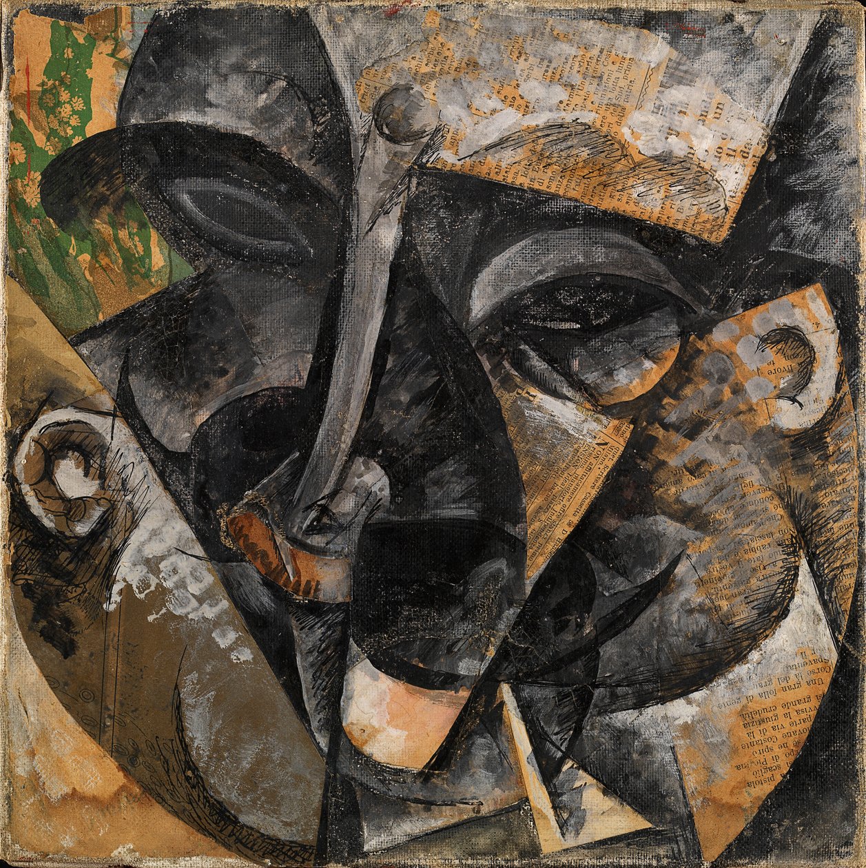 Egy férfi fejének dinamizmusa vagy Egy nő fejének kompozíciója vagy Az emberi fej bomlása vagy A férfi fejének vonalai (Dinamismo di una testa di uomo), Umberto Boccioni alkotó: Umberto Boccioni