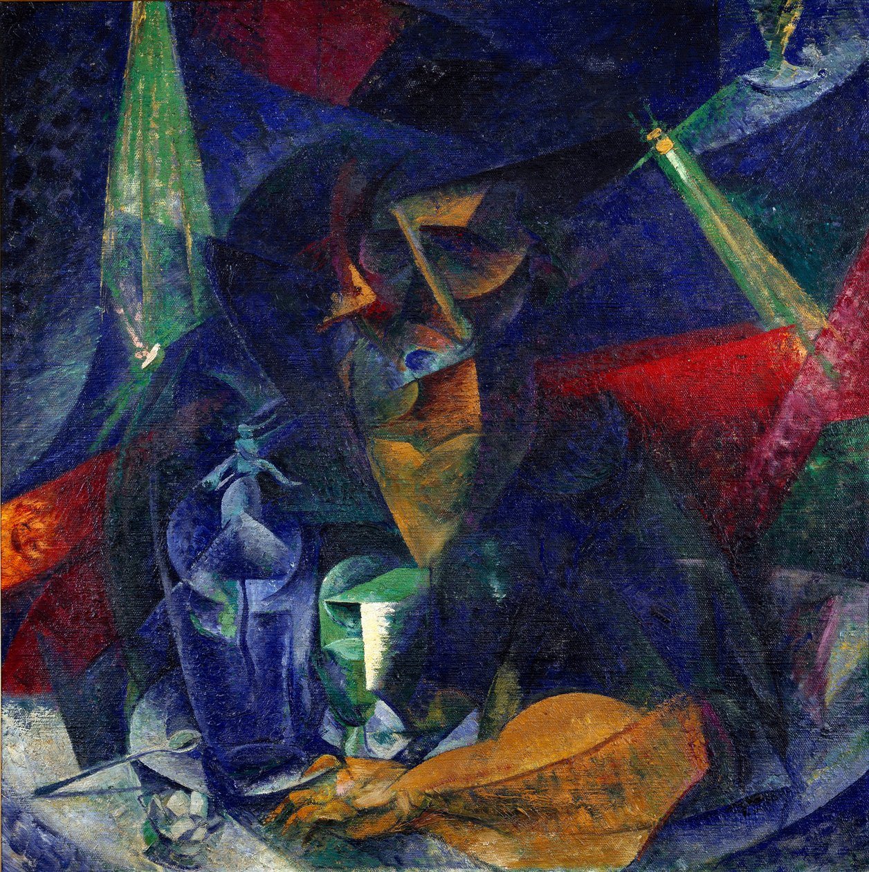 Hölgy a kávézóban vagy "" Fények és tervek kompenzációja "" (Donna al caffe - Fények és tervek áthatolása) Umberto Boccioni (1882-1916) festménye 1912 körül. Méret 86x86 cm Milánó, Museo del Novecento alkotó: Umberto Boccioni