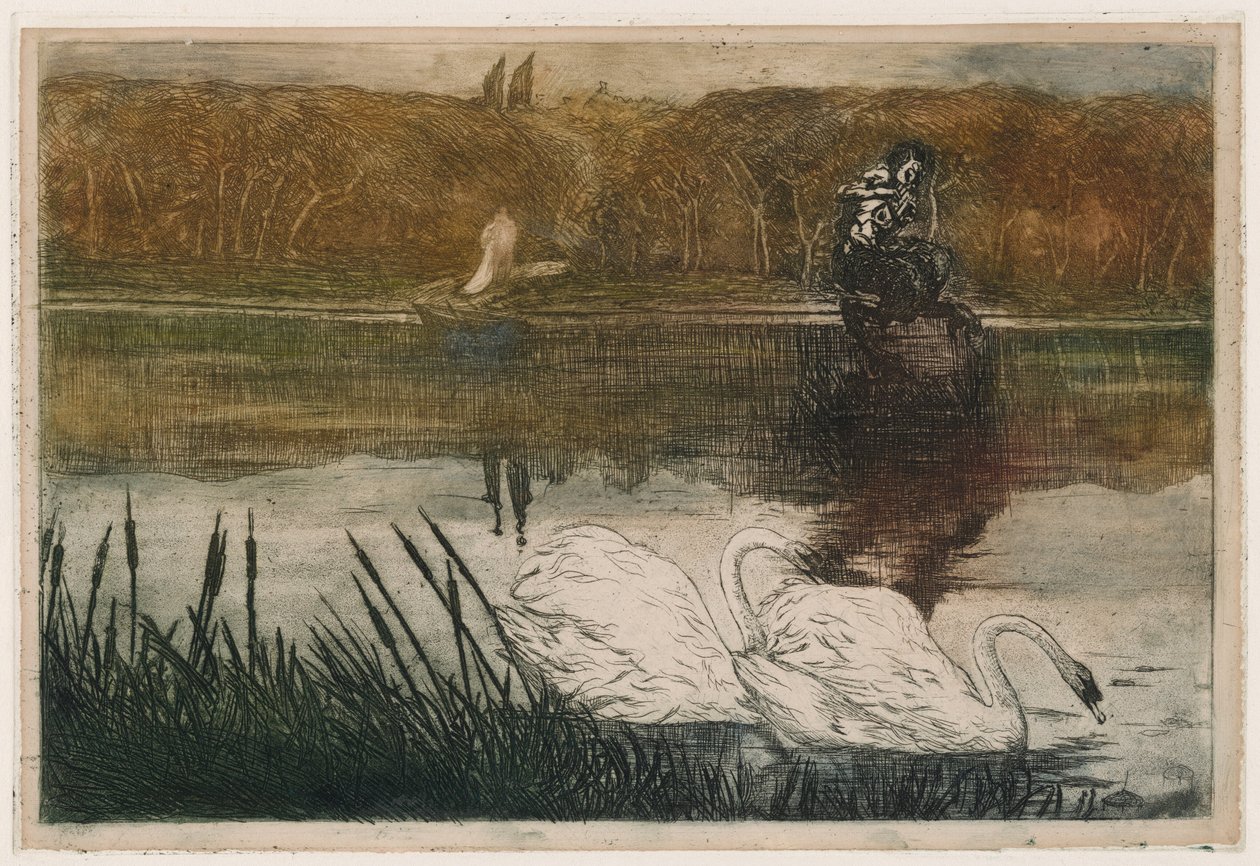 Tó hattyúkkal alkotó: Umberto Boccioni