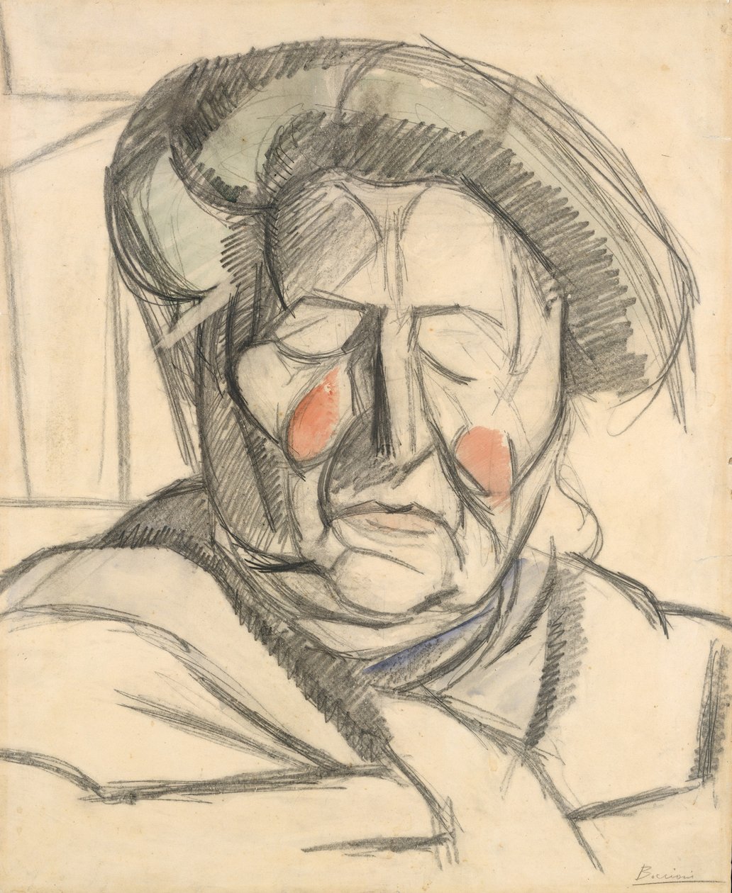 The Artists Mother, 1915 (grafit és akvarell lemosások papírra) alkotó: Umberto Boccioni