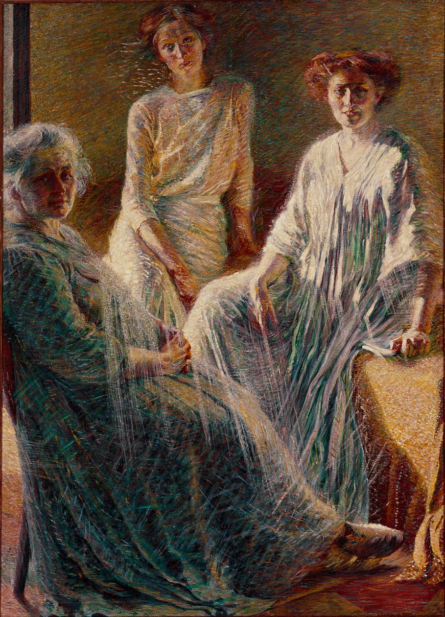 Három nő Mindhárom fehér színben pompázik, az élet három korszakát szimbolizálják. Umberto Boccioni (1882-1916) festménye 1909-1910 V. 180x132 cm Magángyűjtemény alkotó: Umberto Boccioni