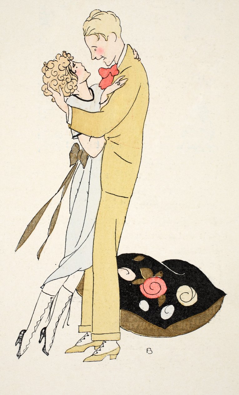 Szerető ölelés (pochoir print) alkotó: Umberto Brunelleschi