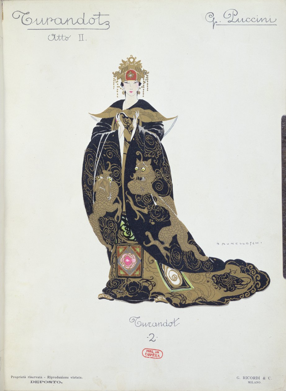 Puccini Turandot című operájának jelmezterve alkotó: Umberto Brunelleschi