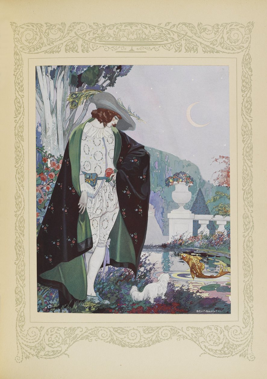 Látott egy nagy aranypontyot, a „Contes du Temps Jadis” vagy „Tales from Times Past” illusztrációja, 14. o. alkotó: Umberto Brunelleschi