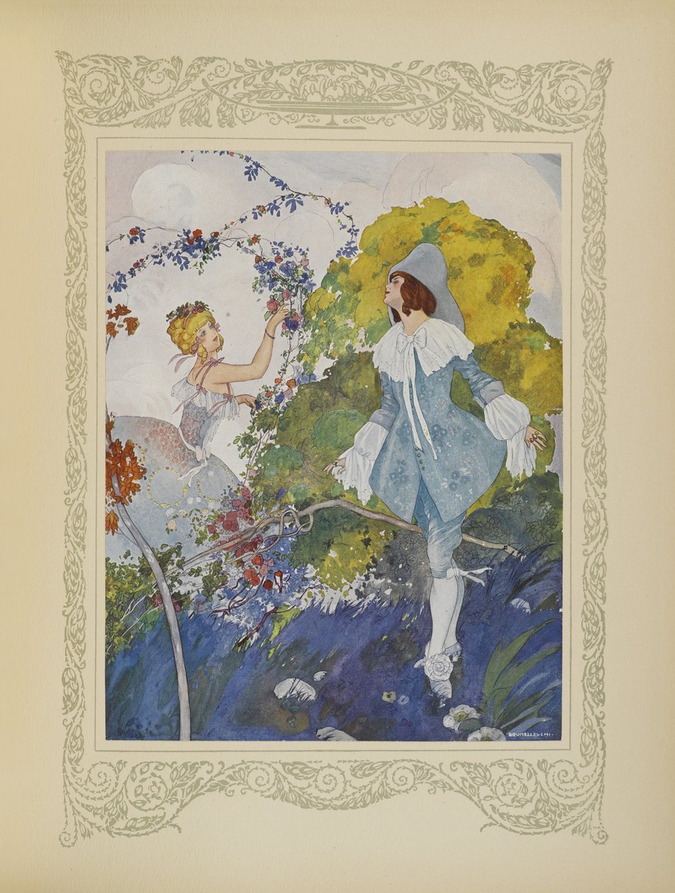 Látott egy lányt, aki olyan gyönyörű volt, hogy elhatározta, hogy feleségül veszi. Illusztráció a „Contes du Temps Jadis” vagy „Tales from Times Past” című könyvből, 110. alkotó: Umberto Brunelleschi