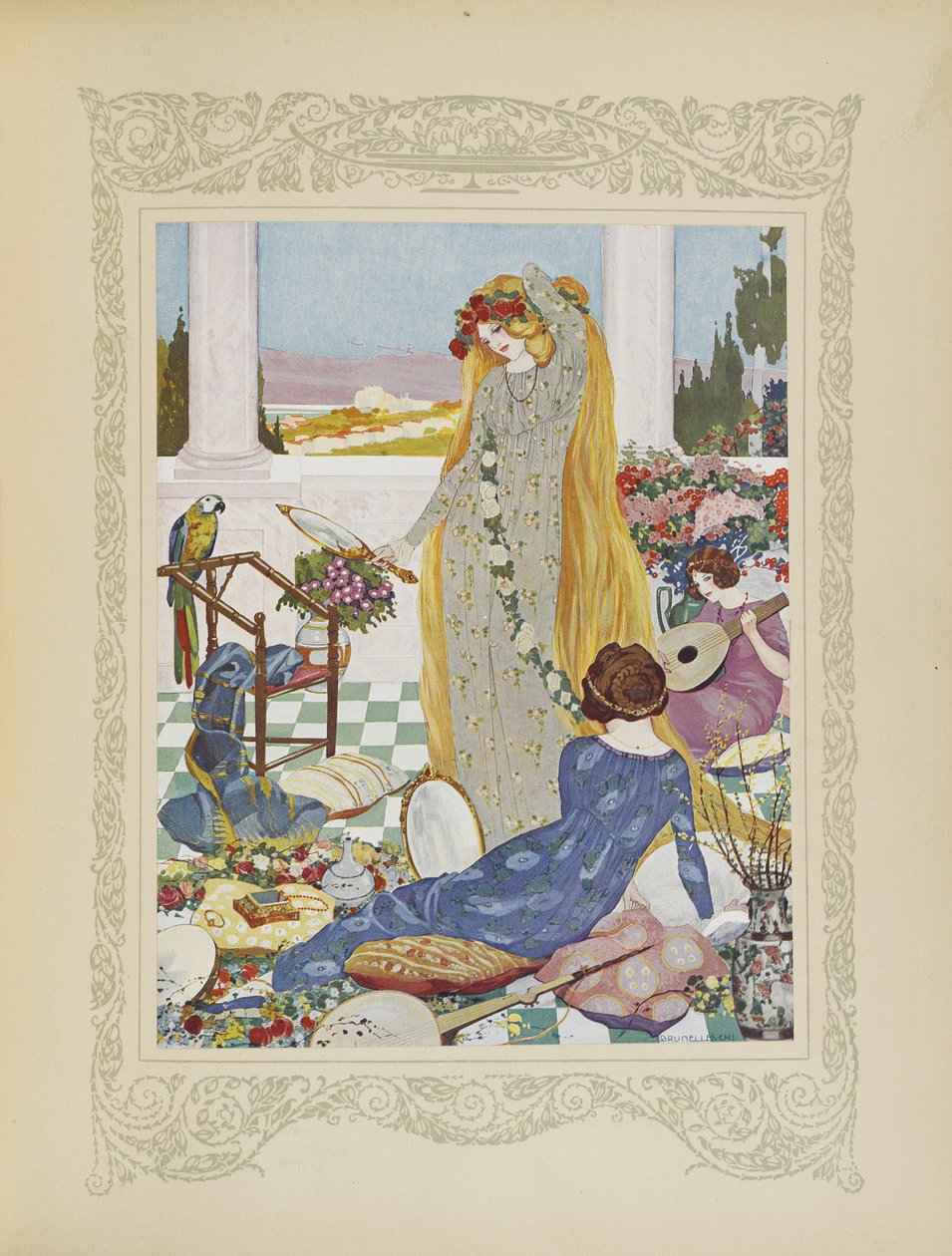 Itt minden nő arra vágyott, hogy királynőként öltözködjön, illusztráció a „Contes du Temps Jadis” vagy „Tales from Times Past”, 18. o. alkotó: Umberto Brunelleschi