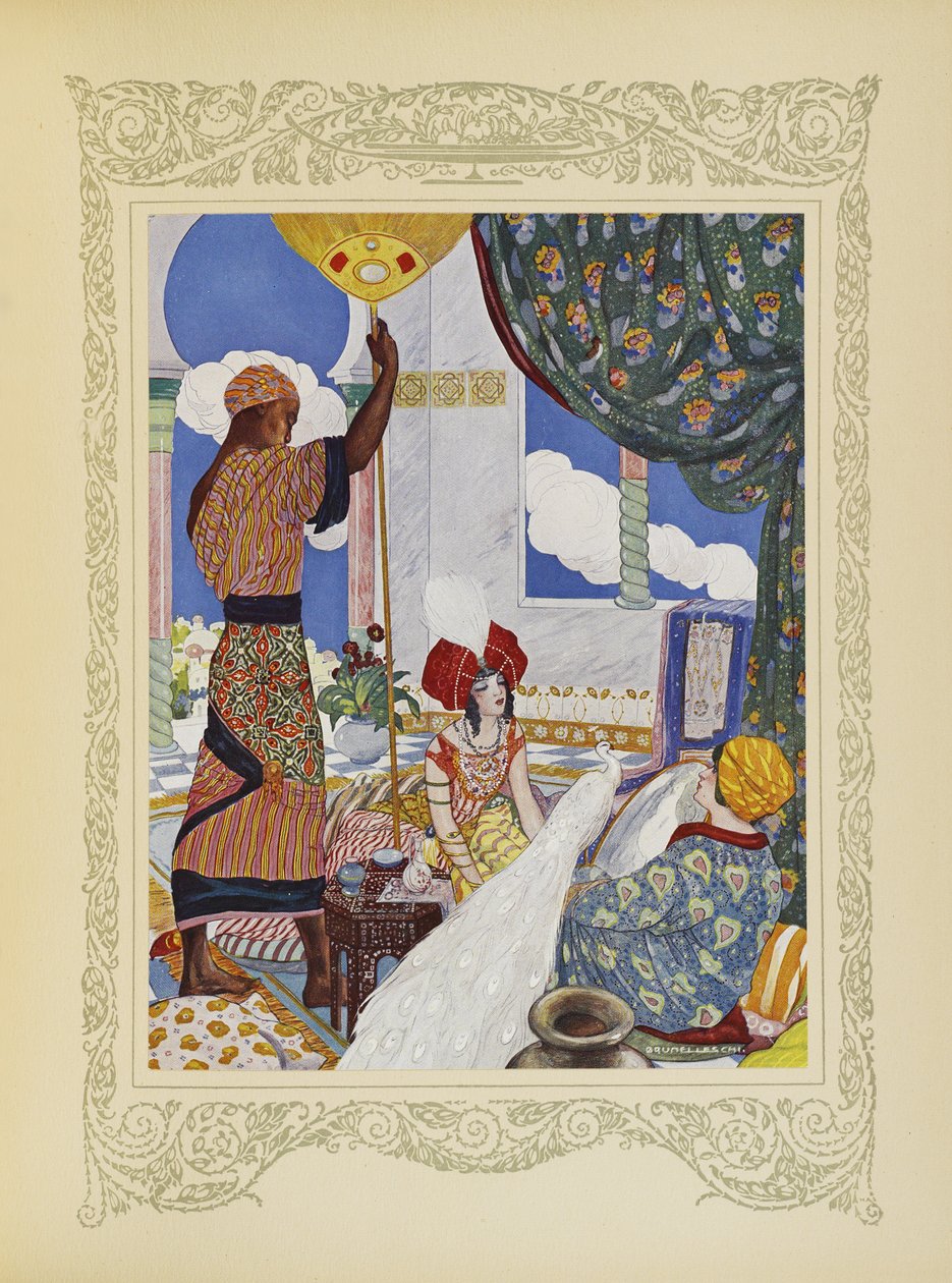Illusztráció a „Contes du Temps Jadis” vagy a „Tales from Times Past” című könyvből, 82. o. alkotó: Umberto Brunelleschi
