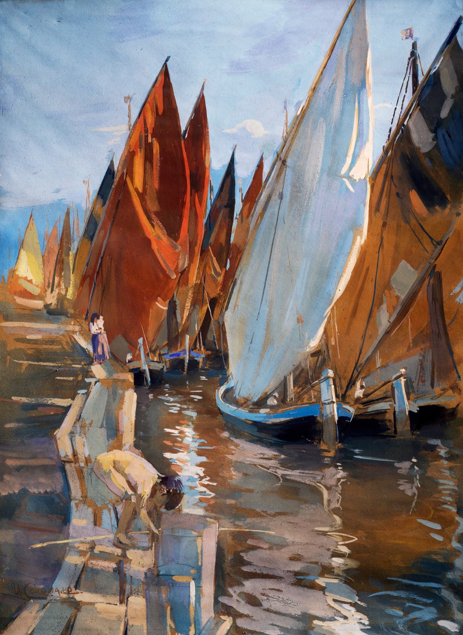 Adriai vitorlások, Umberto Coromaldi (1870-1948). Olaszország, XX. század. alkotó: Umberto Coromaldi