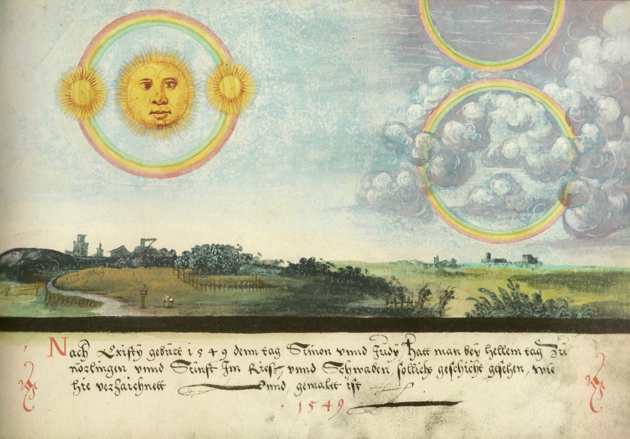Augsburger Wunderzeichenbuch - Folio 165: Öt nap Lipcse felett 1551 alkotó: Unbekannt Unbekannt