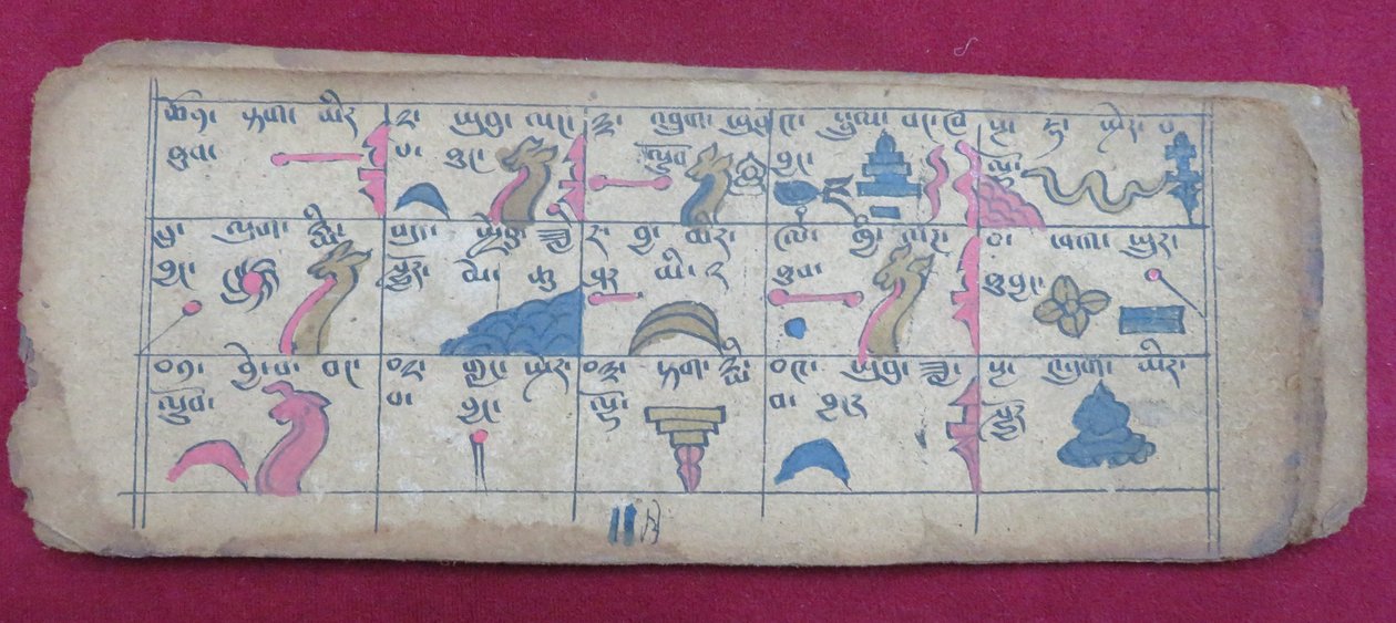Ersu asztrológiai almanach a 11. hónap felében, Ersu Shaba piktogramokkal és tibeti magyarázatokkal alkotó: Unbekannt Unbekannt