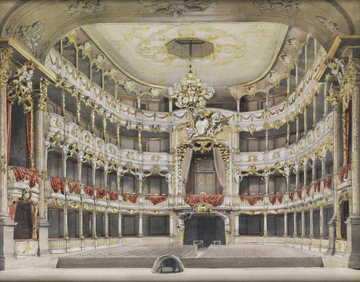 A müncheni Residenztheater (Cuvilliés Színház) belseje alkotó: Unbekannt Unbekannt