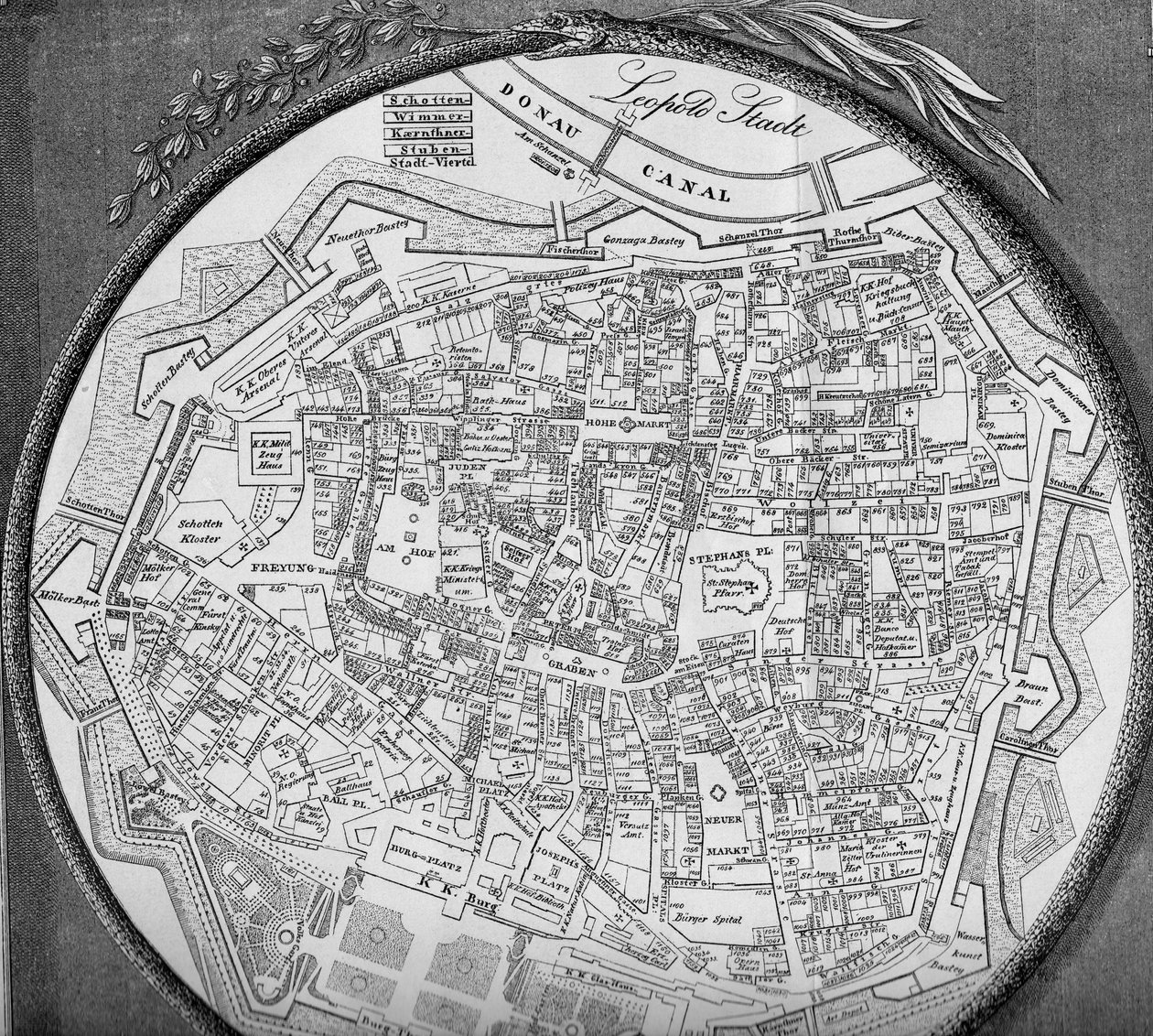 Bécs belső városának terve, 1854 -től alkotó: Unbekannt Unbekannt