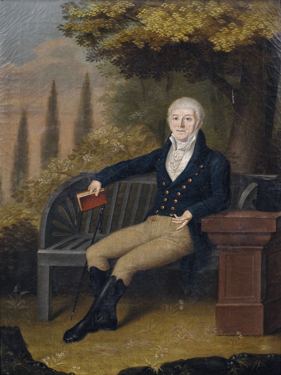 Christian Gottlob Ebner (1755-1821) ulmi könyvkereskedő arcképe egy parkban alkotó: Unbekannt Unbekannt