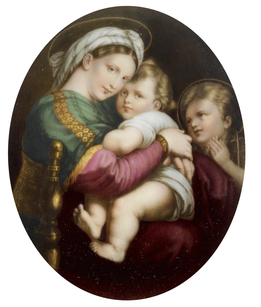 Raphael Madonna della sedia alapján készült porcelánmedálja alkotó: Unbekannt Unbekannt