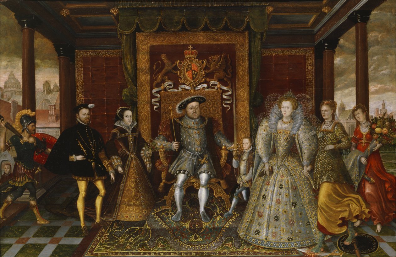 A Tudor-örökösödés allegóriája- Henrik családja VIII alkotó: Unbekannt Unbekannt