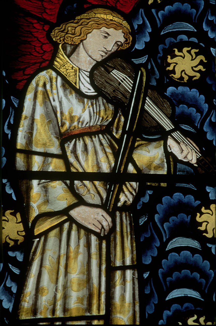 Angyal hegedűvel, ólomüveg ablak, William Morris (1834-96) terve, 1869 (lásd még: 54932 és 77951) alkotó: Unbekannt Unbekannt