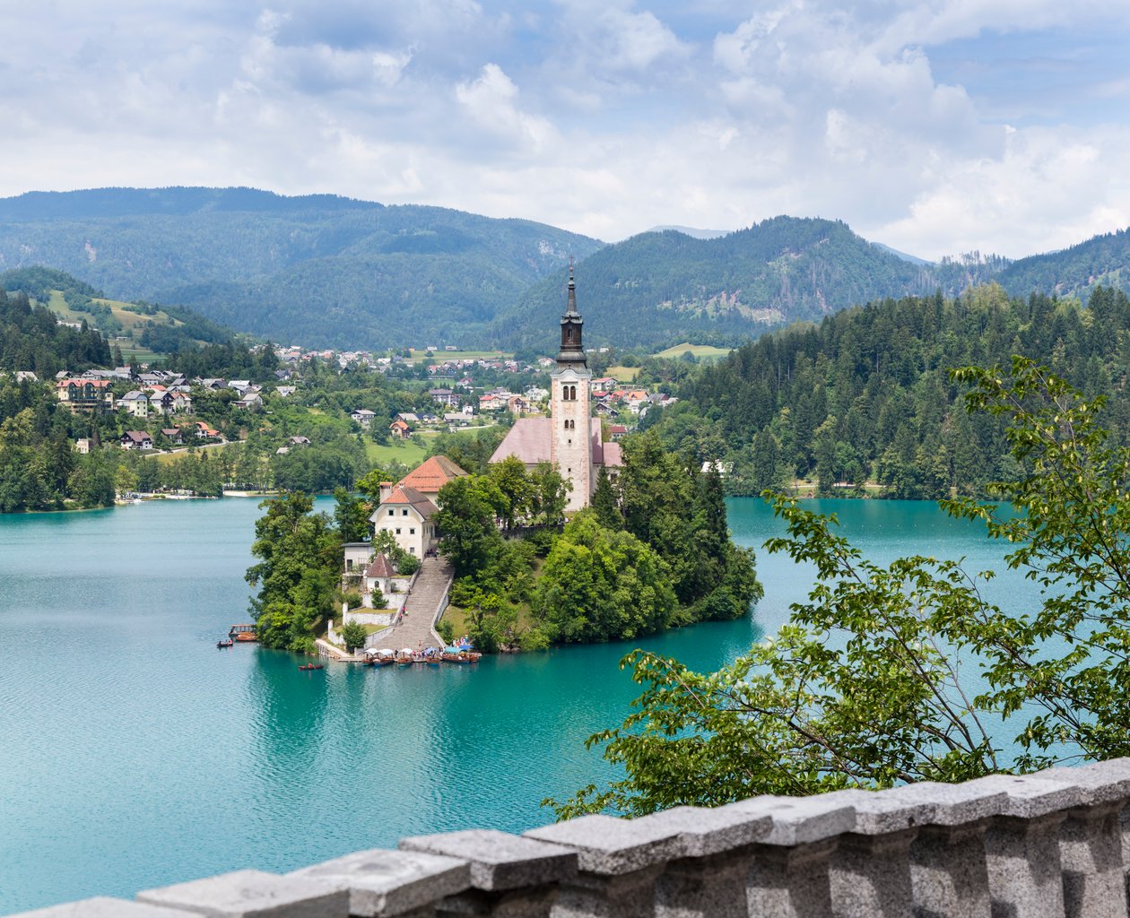 Bled, Szlovénia. Mennybemenetele templom, Bled-sziget alkotó: Unbekannt Unbekannt