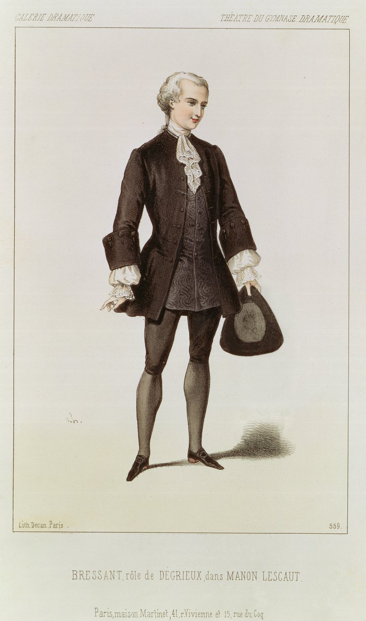 Bressant Degrieux szerepében, a „Manon Lescaut” című operában, Giacomo Puccini (1858-1924) pub. írta Decan, Párizs alkotó: Unbekannt Unbekannt