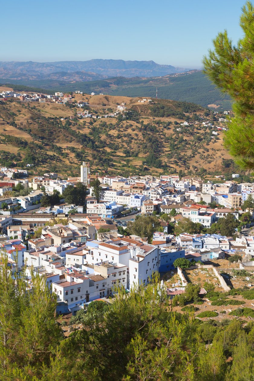 Chefchaouen, Marokkó. A város átfogó kilátása. alkotó: Unbekannt Unbekannt