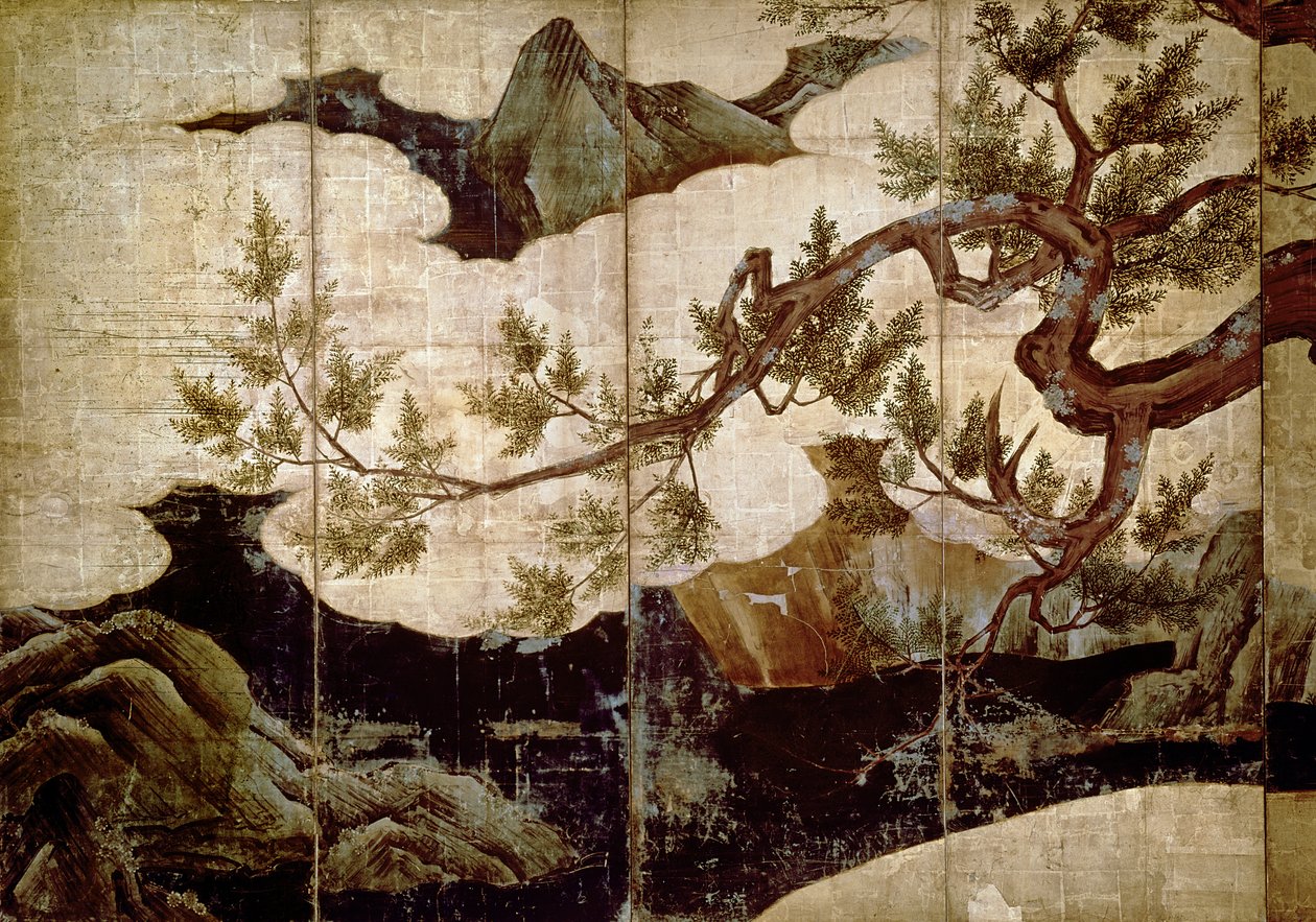 Kano Eitoku ciprusa, Muromanchi korszak (1368-1573) (nyolcszoros képernyőről, színes, arany leveles papíron) alkotó: Unbekannt Unbekannt