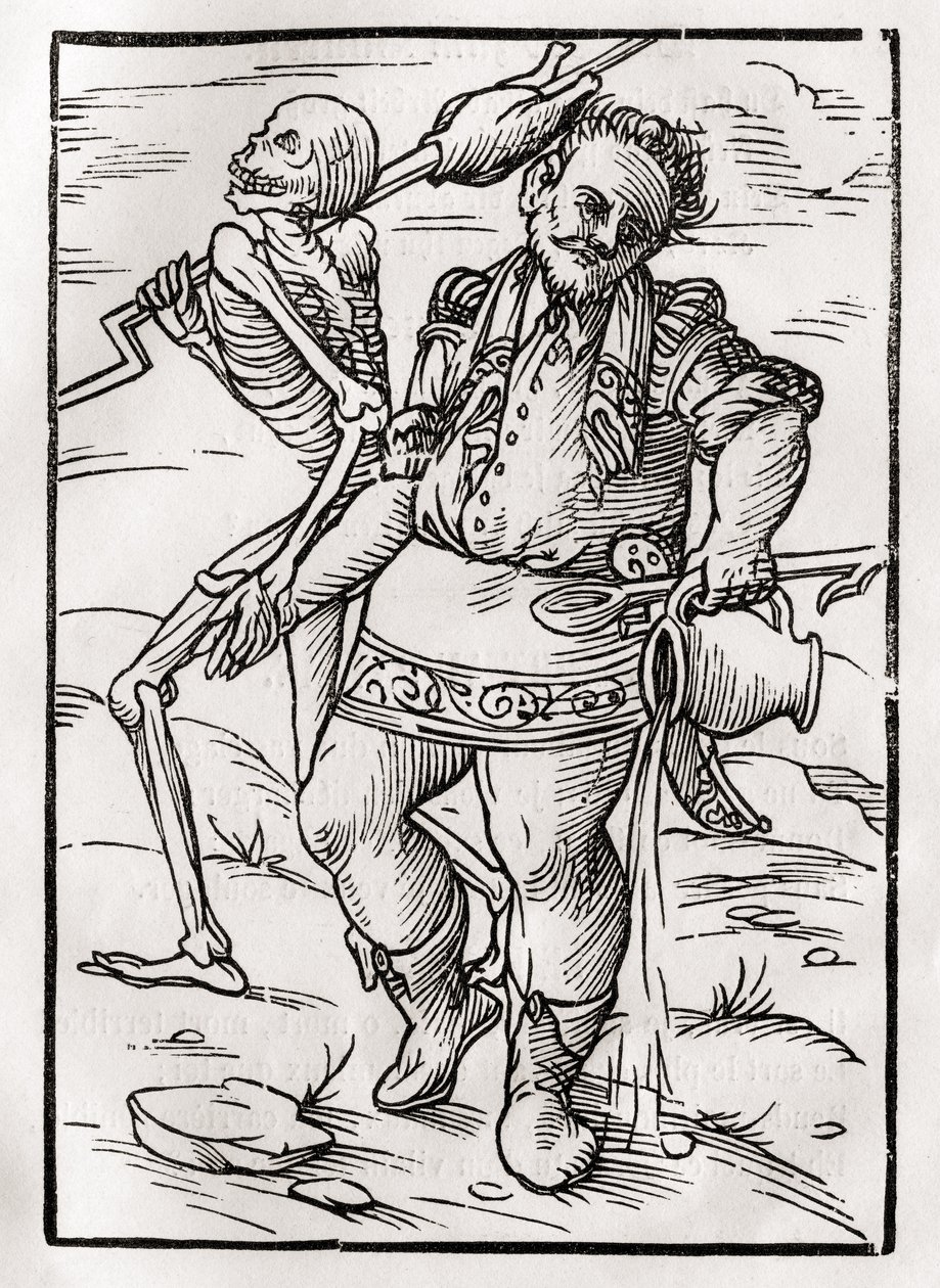 A halál jön a szakácsért, a „Der Todten Tanz”-ból, Bázel, 1843 alkotó: Unbekannt Unbekannt