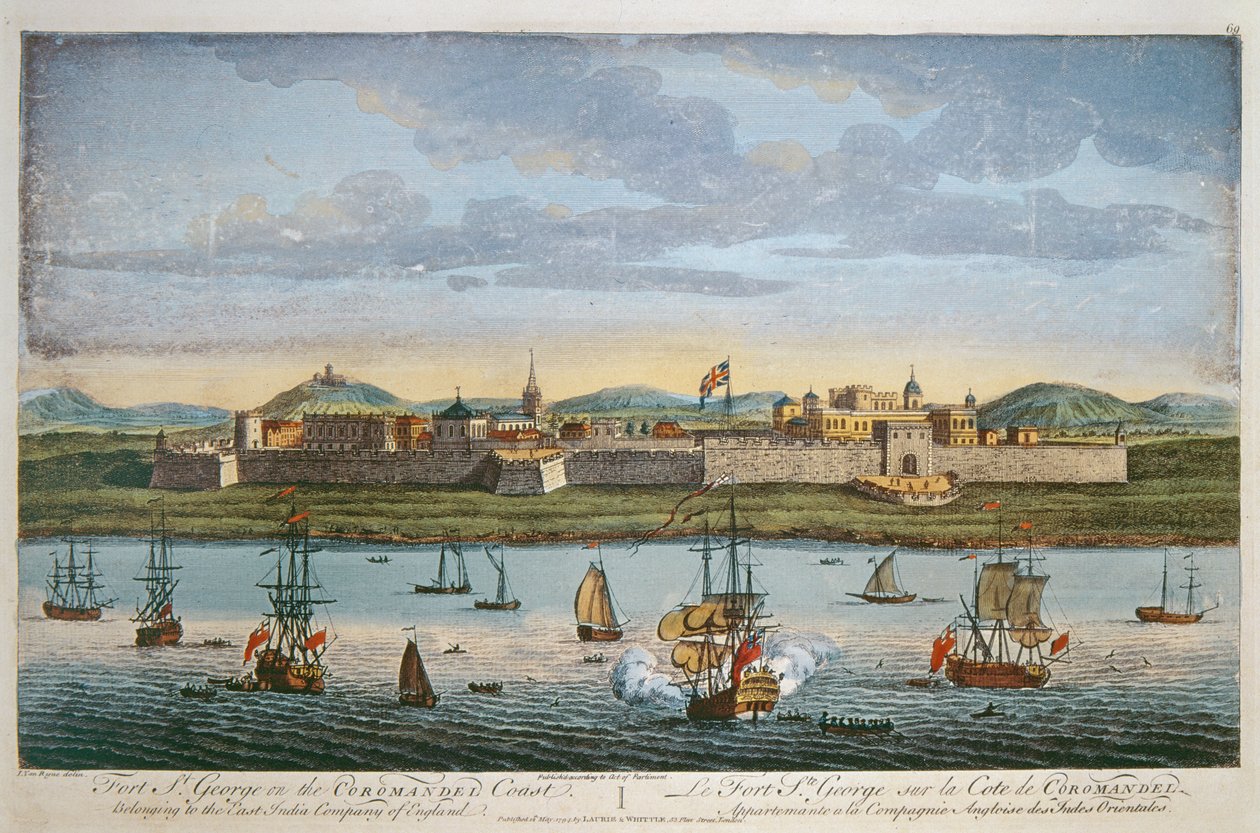 Fort St. George, Coromandel Coast, India. I Van Ryne színes metszete, 1794 alkotó: Unbekannt Unbekannt
